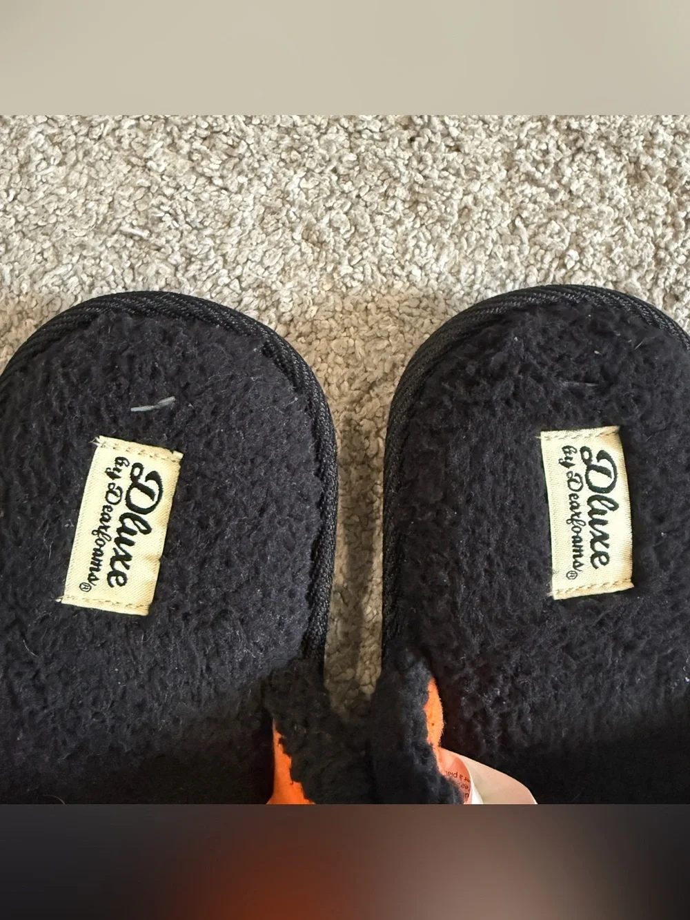 DearFoams Kids Black Skeleton Fleece Slippers Slide On Size 2-3 Halloween